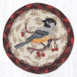 Earth Rugs Chickadee Jute Coaster – 5"x5" Printed Rustic Bird Design for Farmhouse Decor