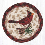 Earth Rugs Cardinal Pinecone Jute Coaster – 5"x5" Rustic Bird & Nature Print for Farmhouse Decor