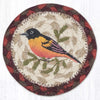 Nature Bird Coaster – Earth Rugs Oriole Design, Braided Jute Table Accent, 5"x5"