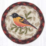 Earth Rugs Oriole Printed Coaster – 5"x5" Square Braided Jute, Nature-Inspired Bird Table Accent