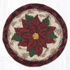 Christmas Poinsettia Coaster – Earth Rugs 5"x5" Braided Jute Floral Accent