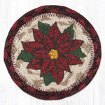 Earth Rugs Poinsettia Printed Coaster – 5"x5" Square Braided Jute, Rustic Christmas Floral Accent