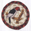 Rustic Woodpecker Coaster – Earth Rugs Bird Print on Braided Jute, 5"x5"