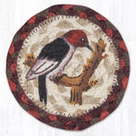 Earth Rugs Woodpecker Printed Coaster – 5"x5" Braided Jute, Rustic Bird Table Accent for Nature Decor