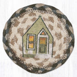 Earth Rugs Holiday Village Printed Coaster – 5"x5" Braided Jute, Festive Winter Table Accent