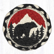 Cabin Table Coaster – Black Bear Print on Natural Jute by Earth Rugs