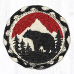 Earth Rugs Bear Mountain Printed Coaster – 5"x5" Braided Jute, Rustic Cabin and Lodge Table Accent