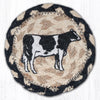Farmhouse Cow Coaster – Earth Rugs Braided Jute Country Accent, 5"x5"
