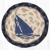 Nautical Boat Coaster – Earth Rugs Blue Coastal Accent, 5"x5" Jute Mat