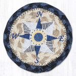 Earth Rugs Coastal Compass Printed Coaster – 5"x5" Braided Jute, Nautical Navy Accent for Beach Decor