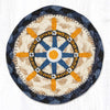 Earth Rugs Coastal Ship Wheel Coaster – Navy Nautical Accent, 5"x5" Jute Mat