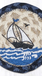 Coastal white sailboat coaster ocean theme table protector