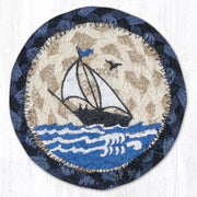 Nautical white sailboat printed coaster 5x5 for coastal décor