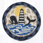 Earth Rugs Seaside Whale & Lighthouse Coaster – Marine Style Square Drink Protector 5"x5"