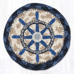 Earth Rugs Nautical White Ship Wheel Printed Coaster 5"x5" – Coastal Table Protector