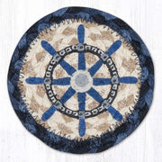 Nautical white ship wheel printed coaster 5x5 for coastal décor