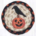 Earth Rugs Crow and Pumpkin Printed Coaster 5"x5" – Rustic Halloween Drink Protector