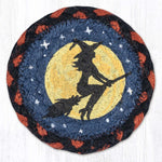 Earth Rugs Flying Witch Printed Coaster 5"x5" – Rustic Halloween Drink Mat