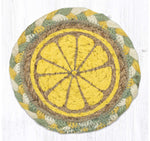 Earth Rugs Lemon Slice Printed Coaster – 5"x5" Braided Jute Square, Citrus Kitchen Accent