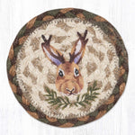 Earth Rugs Jackalope Portrait Printed Coaster – 5"x5" Braided Jute Square, Rustic Cabin Novelty Accent