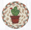 Earth Rugs Southwestern Cactus Coaster – Braided Jute Succulent Print, 5"x5"