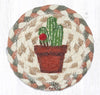 Earth Rugs Boho Cactus Coaster – Cacti 2 Design on Natural Braided Jute