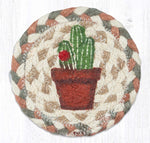 Earth Rugs Cacti 2 Printed Coaster – 5"x5" Braided Jute Square, Desert Botanical Drink Mat