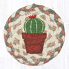 Earth Rugs Boho Succulent Coaster – Cacti 3 Print on Braided Jute, 5"x5"
