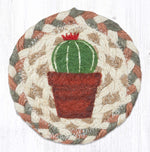 Earth Rugs Cacti 3 Printed Coaster – 5"x5" Braided Jute Square, Desert Succulent Art Accent