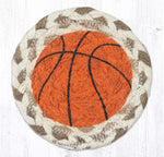 Earth Rugs Basketball Printed Jute Coaster – Handcrafted Sports-Themed Accent 5" × 5"