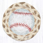 Earth Rugs Baseball Printed Coaster – 5"x5" Braided Jute Sports Accent for Game Room or Bar