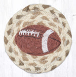 Earth Rugs Football Printed Coaster – 5"x5" Braided Jute Square, Sports Theme Table Accent