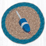 Earth Rugs Blue Buoy Printed Coaster – 5"x5" Nautical Jute Accent for Coastal or Beach Decor