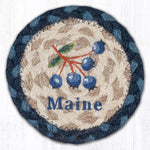 Earth Rugs Blueberry Maine Printed Coaster – 5"x5" Rustic Jute Accent with Fruit Theme Design