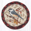 Earth Rugs Round Chickadee Coaster – 5" Hand-Stenciled Bird Design for Nature-Inspired Homes