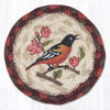 Earth Rugs Oriole Bird Coaster – 5" Round Jute Accent with Hand-Stenciled Nature Art