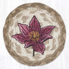 Floral Cottage Coaster – Lily Print on Braided Natural Jute, 5" Round