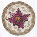 Earth Rugs Lily Round Coaster – Floral Print on Braided Jute, Cottage Chic Style, 5"x5"