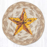 Earth Rugs Yellow Star Round Coaster – Braided Jute, Primitive Americana Decor, 5"x5"