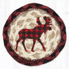 Red plaid moose printed coaster rustic lodge style