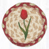 Spring Tulip Floral Coaster – Earth Rugs Braided Jute, 5-Inch Round