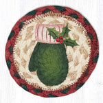 Earth Rugs Green Mitten Round Coaster – Braided Jute, Holiday Winter Decor, 5"x5"