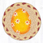 Earth Rugs Yellow Egg Round Coaster – Braided Jute, Easter Spring Decor Accent, 5"x5"