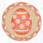 Earth Rugs Pink Egg Round Coaster – Braided Jute, Spring Easter Decor Accent, 5"x5"