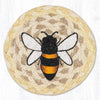 Inspirational “Bee Happy” Coaster – Earth Rugs Braided Jute, 5" Round