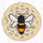 Earth Rugs Bee Happy Round Coaster – Braided Jute, Whimsical Bee Design, 5"x5"