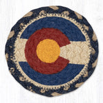 Earth Rugs Colorado Flag Round Coaster – Braided Jute, State Pride Decor, 5"x5"