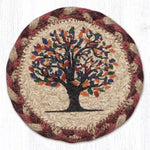 Earth Rugs Tree of Life Round Coaster – Braided Jute, Symbolic Nature Design, 5"x5"