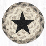 Earth Rugs Black Star Round Coaster – Braided Jute, Minimalist Rustic Design, 5"x5"