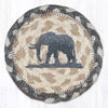 Safari Elephant Coaster – Earth Rugs Braided Jute, 5"x5" Round Accent